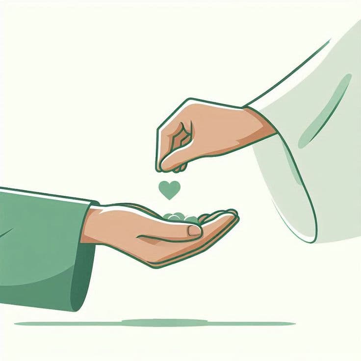 Hands giving and receiving